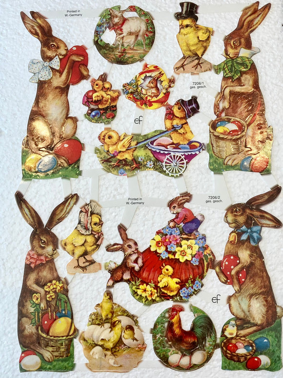 72062 Big Easter Bunny Die Cut Scrap Pictures Glanzbilder Poesie Album Bilder - German Specialty Imports llc
