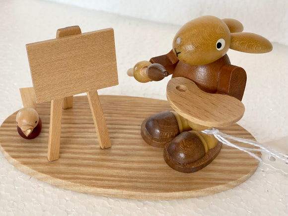 Seiffener Nussknackerhaus Handmade wooden  Easter Bunny Painter - German Specialty Imports llc