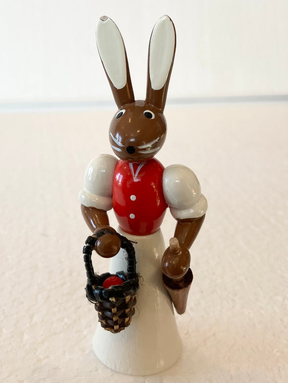 Painted Ore Mountain Hand Made Female Easter Bunny  Mini with basket and umbrella - German Specialty Imports llc