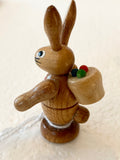 Mini Ore Mountain Hand Made Wooden Male  Easter Bunny with Basket on Back and Hiking stick in Hand - German Specialty Imports llc