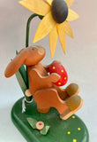 Hand Made Ore Mountain Easter Bunny with Brown-Eyed Susan Flower and egg scene - German Specialty Imports llc