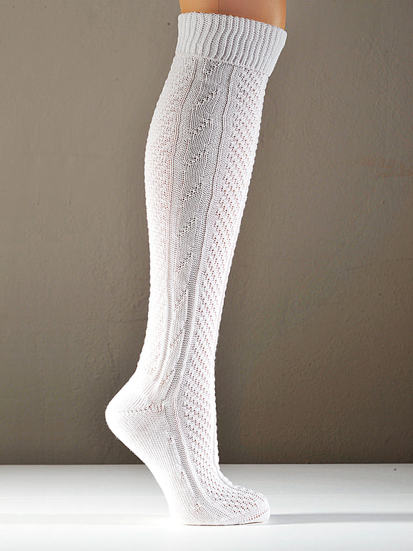4130-11 Luise Steiner Traditional Trachten Knee  Socks - Kniebundhosen Socks , white - German Specialty Imports llc