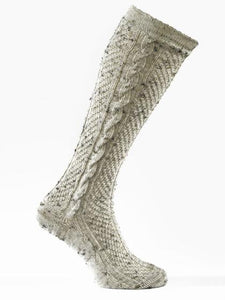 3330-9 Luise Steiner Traditional Trachten   Knee  Socks with cable melé beige - German Specialty Imports llc