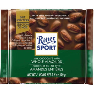 Ritter Sport Milk Chocolate with Whole Almonds filling - German Specialty Imports llc