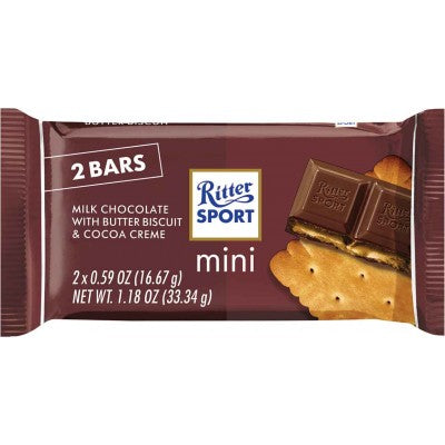 Ritter Sport Milk Chocolate Butter Biscuit  1.18 oz 2pk Mini - German Specialty Imports llc