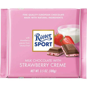 Ritter Sport Milk Chocolate with Strawberry Creme filled - German Specialty Imports llc