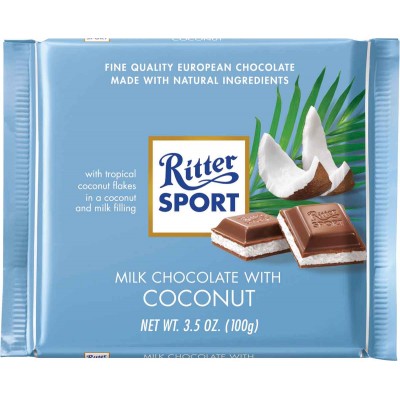 502800 Ritter Sport Milk Chocolate with Coconut Filling Bar - German Specialty Imports llc