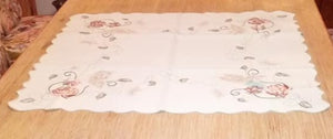 Embroidered Rose with Butterfly flower Square Table linen - German Specialty Imports llc
