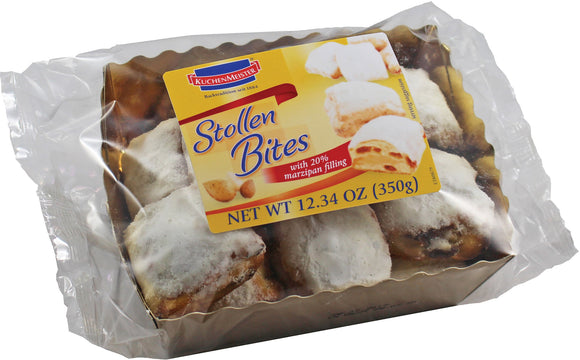 525132 Kuechenmeister Marzipan Stollen Bites  Cello 12.34 oz - German Specialty Imports llc