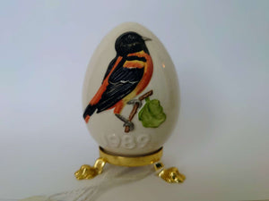 1989 Goebel Collectible Annual Limited Edition Porcelain Easter Egg with claw feet "Oriole" - German Specialty Imports llc
