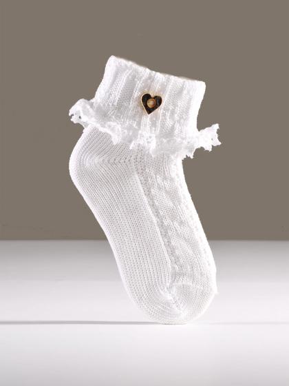 1003-11 Luise Steiner Traditional Trachten Children Socks with Bone Heart and Cotton Lace - German Specialty Imports llc