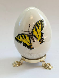 1990 Goebel Collectible Annual Limited Edition Porcelain Easter Egg with claw feet "Swallowtail Butterfly" - German Specialty Imports llc
