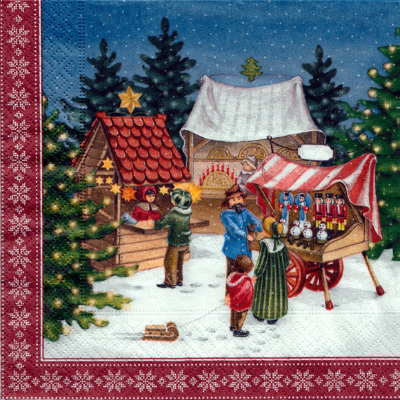 Christmas Market Christmas Napkins - German Specialty Imports llc