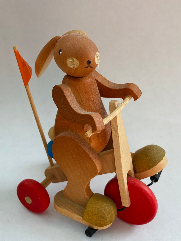 Hand Made Ore Mountain Easter Bunny with Tricycle - German Specialty Imports llc