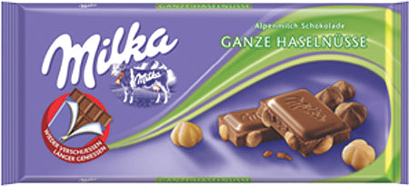 milka chocolate bar with hazelnuts — 