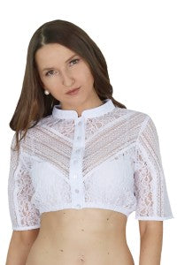 4143  High cut Fuchs Lace Dirndl blouse with Elastic Polyamid lace - German Specialty Imports llc