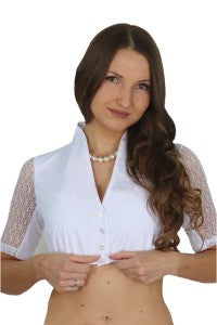 4136  Classy Fuchs Lace Dirndl blouse with  Elastic Polyamid lace Sleeves - German Specialty Imports llc