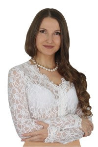 4129  Classy Fuchs Lace Dirndl blouse with full length sleeves and Elastic Polyamid lace - German Specialty Imports llc