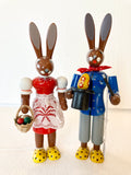 Ore Mountain Painted Wooden Hand made Female  Easter Bunny  7.5" with lace Apron - German Specialty Imports llc