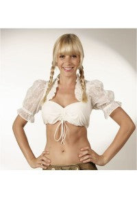 4082 Classy Fuchs Lace Dirndl blouse with  Organza Arm in white, beige and black - German Specialty Imports llc