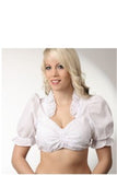 4055 Fuchs Dirndl Blouse with ruffles in neck and puffy elastic arms, in white, beige and black - German Specialty Imports llc