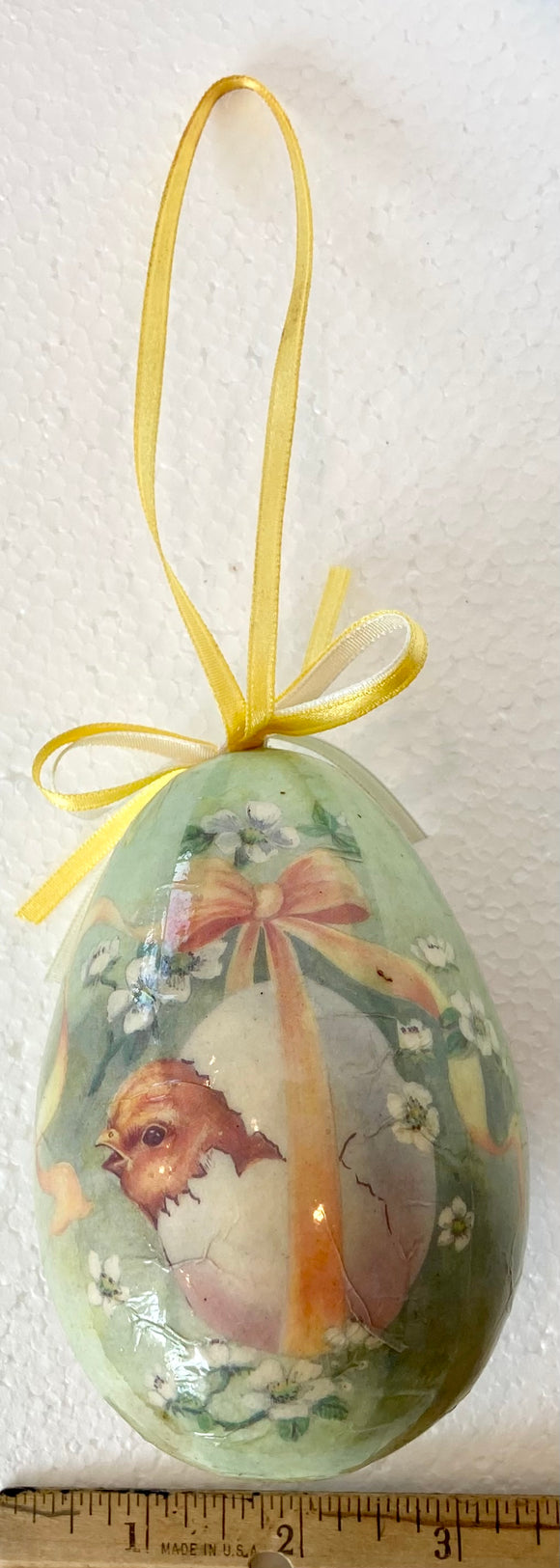 Paper Machee Chicken cracking Egg Easter Egg Ornament - German Specialty Imports llc