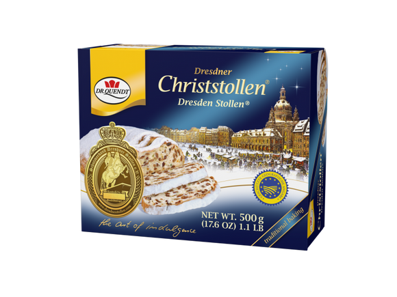 201804 Dr. Quendt Original Dresden Christmas Stollen in Gift Box 17.6 oz - German Specialty Imports llc