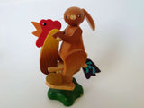 Hand Made Ore Mountain Easter Bunny on Rooster Playground Ride - German Specialty Imports llc