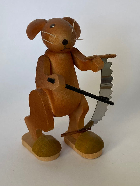 Hand Made Ore Mountain Easter Bunny with Saw Instrument - German Specialty Imports llc