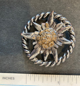Round Edelweiss  Hat pin / Brooch - German Specialty Imports llc