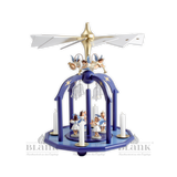Blank brand Pyramid, 7 Angels and glass bells, painted blue color - German Specialty Imports llc