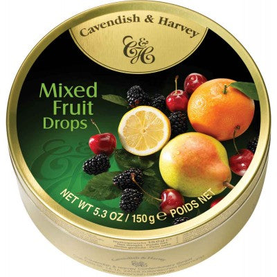 Cavendish & Harvey Mixed Fruit Drops Hard Candy Tin - German Specialty Imports llc