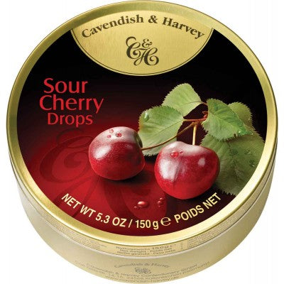 Cavendish & Harvey Sour Cherry Drops Hard Candy Tin - German Specialty Imports llc