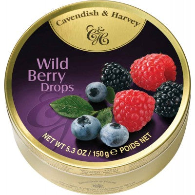 Cavendish & Harvey Wildberry Fruit Drops Hard Candy Tin - German Specialty Imports llc