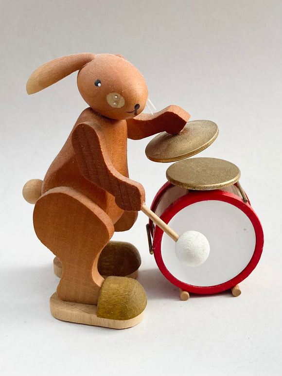 Hand Made Ore Mountain Easter Bunny with Drum Set - German Specialty Imports llc