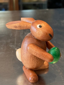 Ore Mountain Hand Made Easter Bunny Holding Egg Green 2 " - German Specialty Imports llc