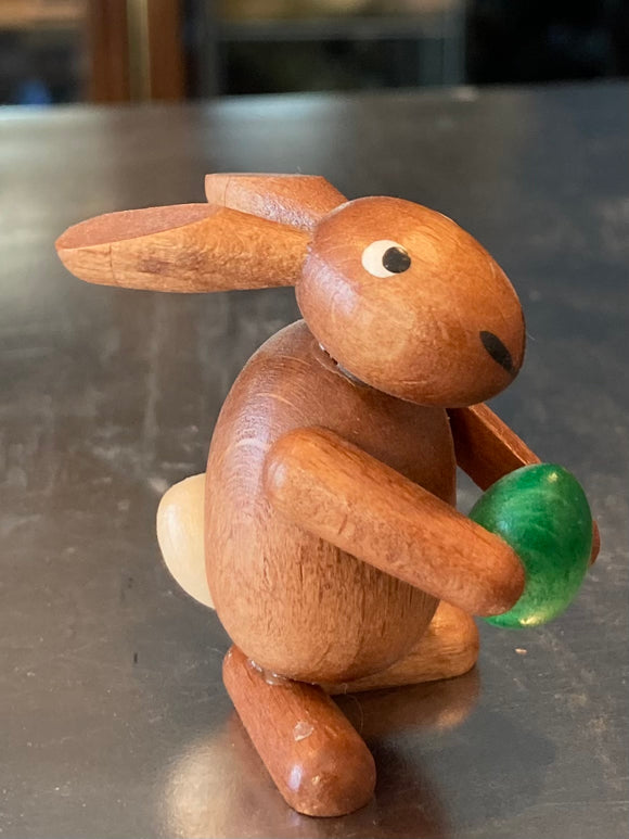 Ore Mountain Hand Made Easter Bunny Holding Egg Green 2 