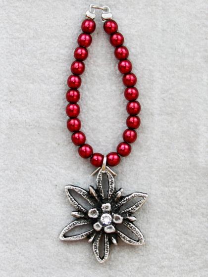 Luise Steiner Pendent Pearl  Collier WINJA _PK  Necklace with Edelweiss  Pendent with Stone - German Specialty Imports llc