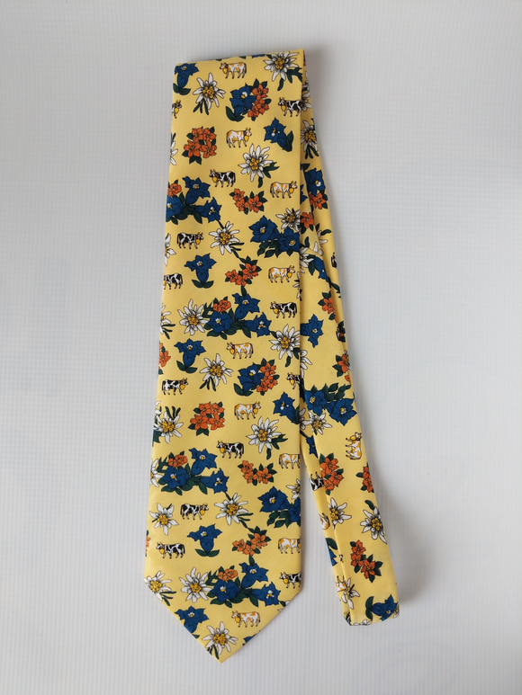 Alpine Flowers and Cows Necktie - German Specialty Imports llc