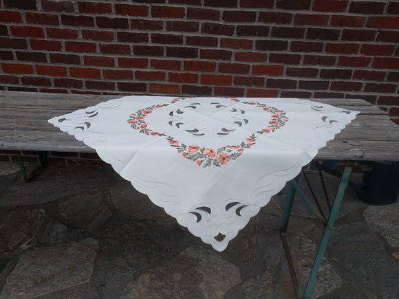 Embroidered  Flower Square Table linen with Cutouts - German Specialty Imports llc