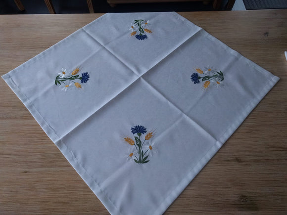 Embroidered  Summer Wild Flowers Square Table linen - German Specialty Imports llc