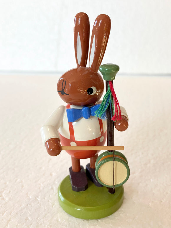 Esco Ore Mountain Hand Made Wooden Male Easter Bunny  with Standing String Instrument - German Specialty Imports llc