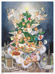 11745 Advent Calendar with Glitter " Angels decorating the Christmas Tree" From Heaven High - German Specialty Imports llc
