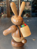 Ore Mountain Hand Made  Natural Easter Bunny with Hiking Stick - German Specialty Imports llc