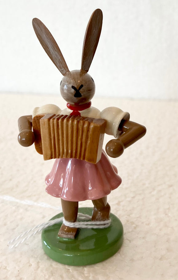 Blank Ore Mountain Hand Made Easter Bunny Accordion player - German Specialty Imports llc