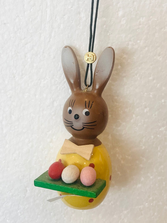 Hand Made and Painted Hubrig Wooden Easter Bunny Ornament - German Specialty Imports llc