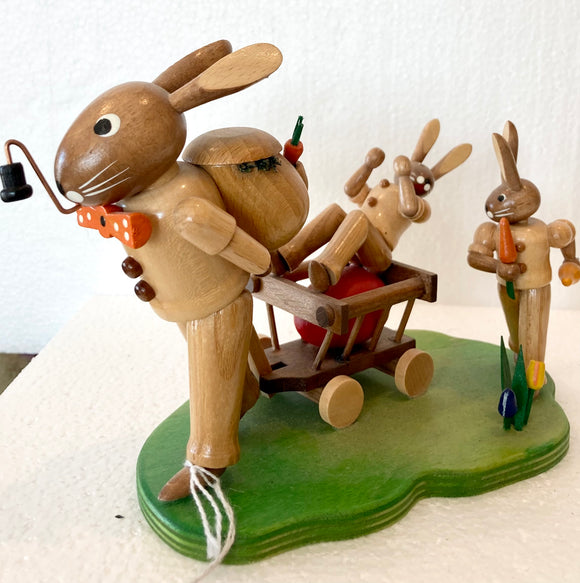 Ore Mountain Egg Wagon Wooden Natural Easter Bunny - German Specialty Imports llc