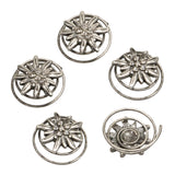 Hair Curlies Rhinestone-Edelweiss Set of 5 (antique silver colored) - German Specialty Imports llc