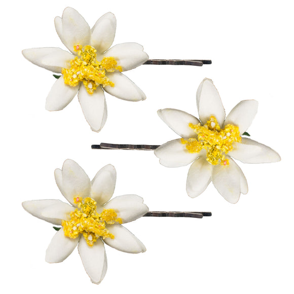Hair clips Edelweiss flowers set of 3 (cream-white) - German Specialty Imports llc