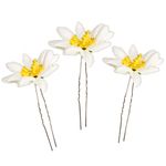 Hairpins Edelweiss Flowers Set of 3 (cream-white) - German Specialty Imports llc